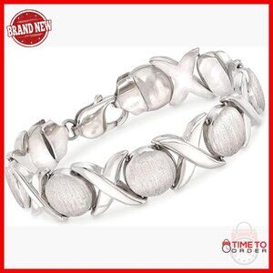 Sterling Silver XO Link Bracelet 8 Inch Lobster Clasp Everyday Wear